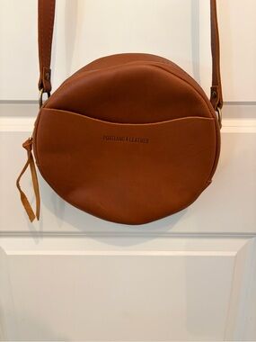 Portland leather circle crossbody